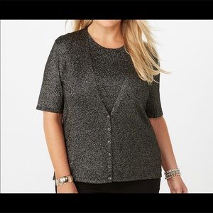 Luxe by Carmen Marc Valvo Shimmered Sweater Set